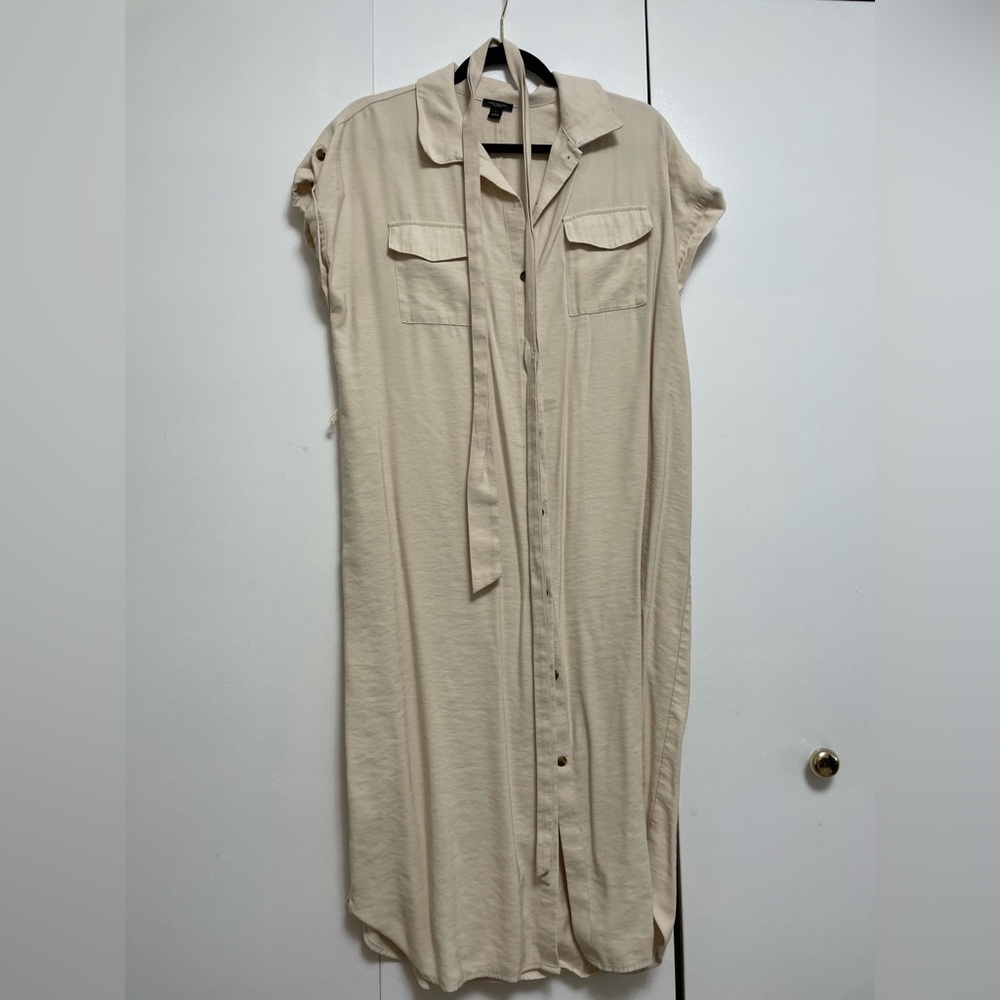 Ann Taylor Shirt Dress in Beige